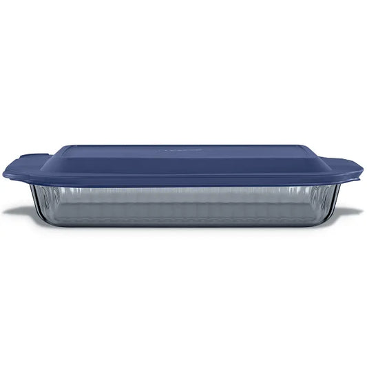 Pyrex® Colors Sculpted Tinted 9" x 13" Baking Dish with Plastic Lid, Smoke