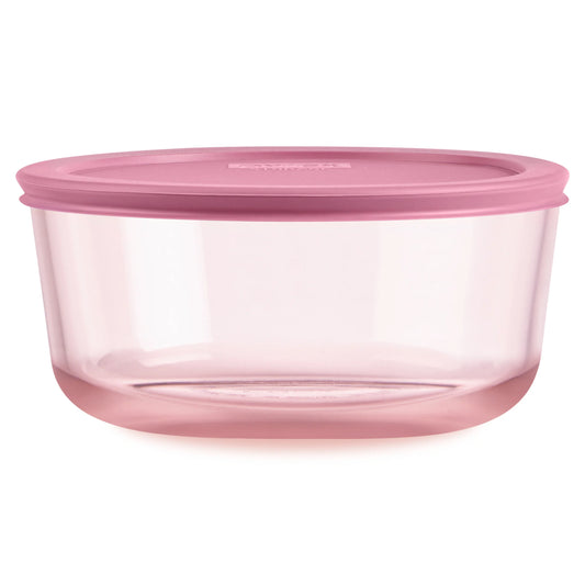 Pyrex® Simply Store® Tinted Glass 7-cup Round Storage Container with Lid, Pink