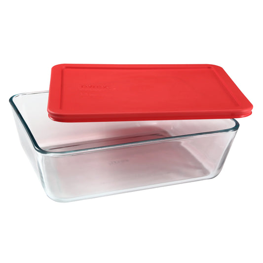 Pyrex® Simply Store® 11-cup Rectangular Glass Food Storage Container with Red Lid